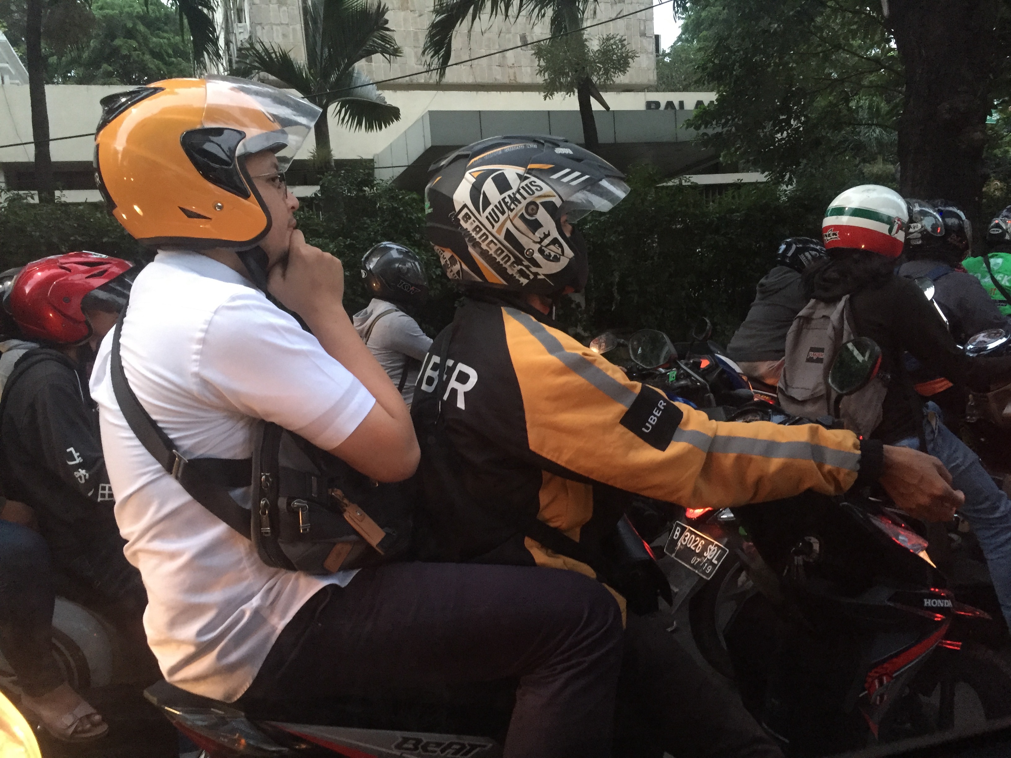 An Uber motorbike taxi